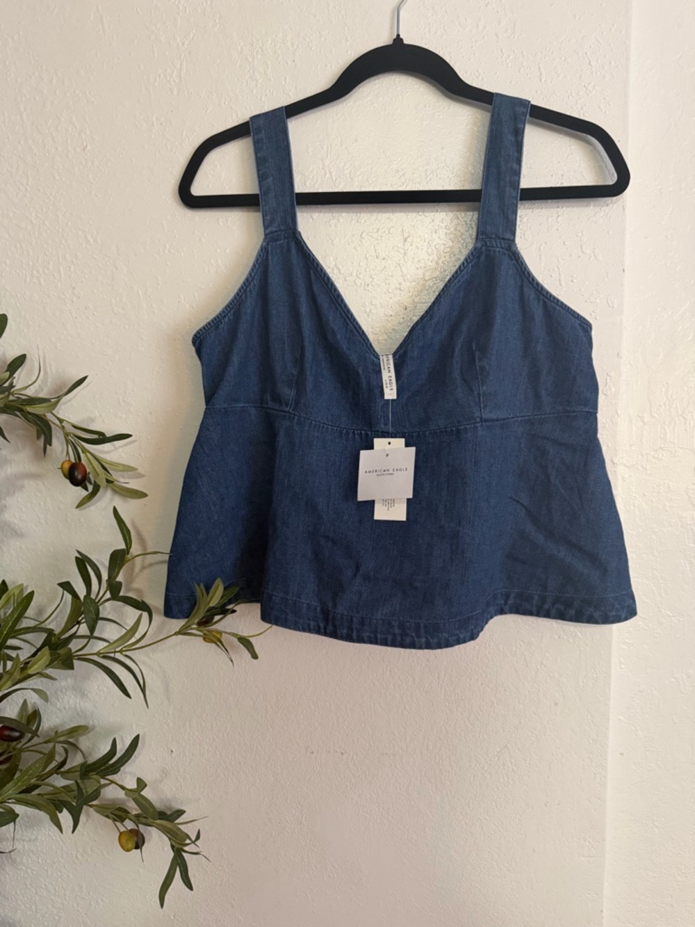 American Eagle Outfitters Dark Blue Denim V-Neck Camisole